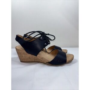 Born b.o.c. Womens Lily Wedge Laced Sandals Sz 11 M Navy Wedge Festival Comfort